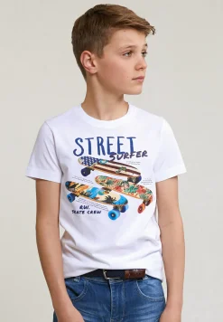 New River Woods Normal fit basic T-shirt korte mouwen wit -