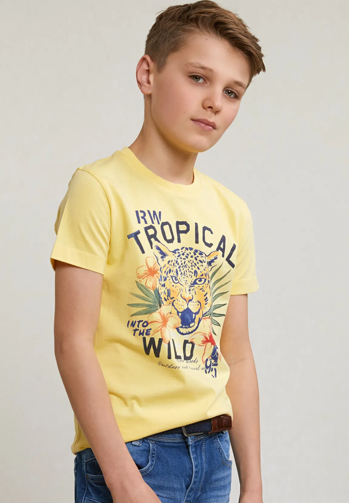 Fashion River Woods Normal fit basic T-shirt korte mouwen sun flower -