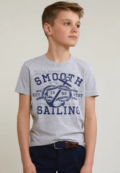 Outlet River Woods Normal fit basic T-shirt korte mouwen oyster mix -