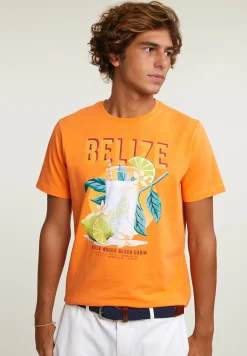 Hot River Woods Normal fit basic T-shirt korte mouwen electric orange -