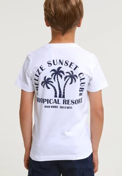 Discount River Woods Normal fit basic T-shirt korte mouwen wit -