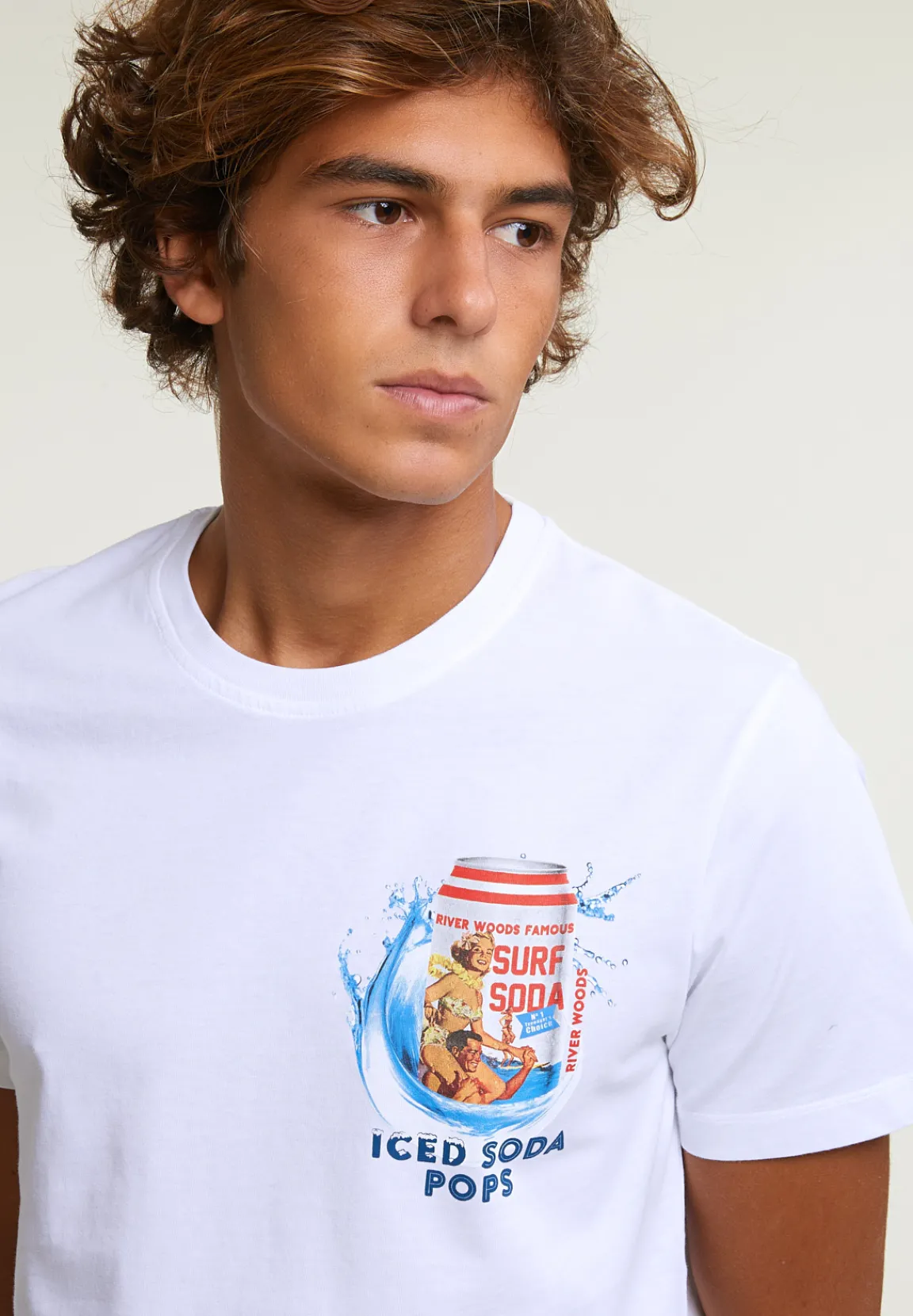 Sale River Woods Normal fit basic T-shirt korte mouwen wit -