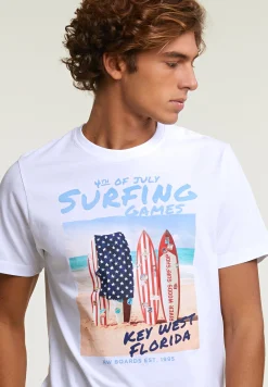 Discount River Woods Normal fit basic T-shirt korte mouwen wit -
