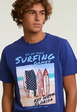 Fashion River Woods Normal fit basic T-shirt korte mouwen royal blue -