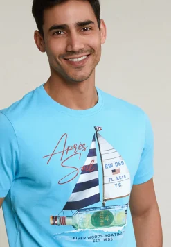 Outlet River Woods Normal fit basic T-shirt korte mouwen acqua -