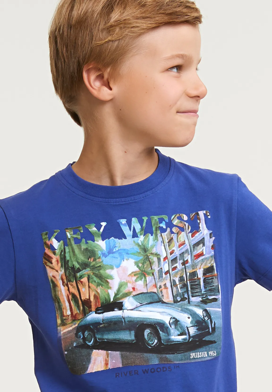 Fashion River Woods Normal fit basic T-shirt korte mouwen yale blue -