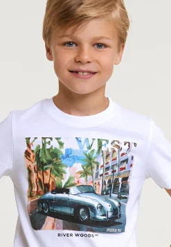 New River Woods Normal fit basic T-shirt korte mouwen wit -
