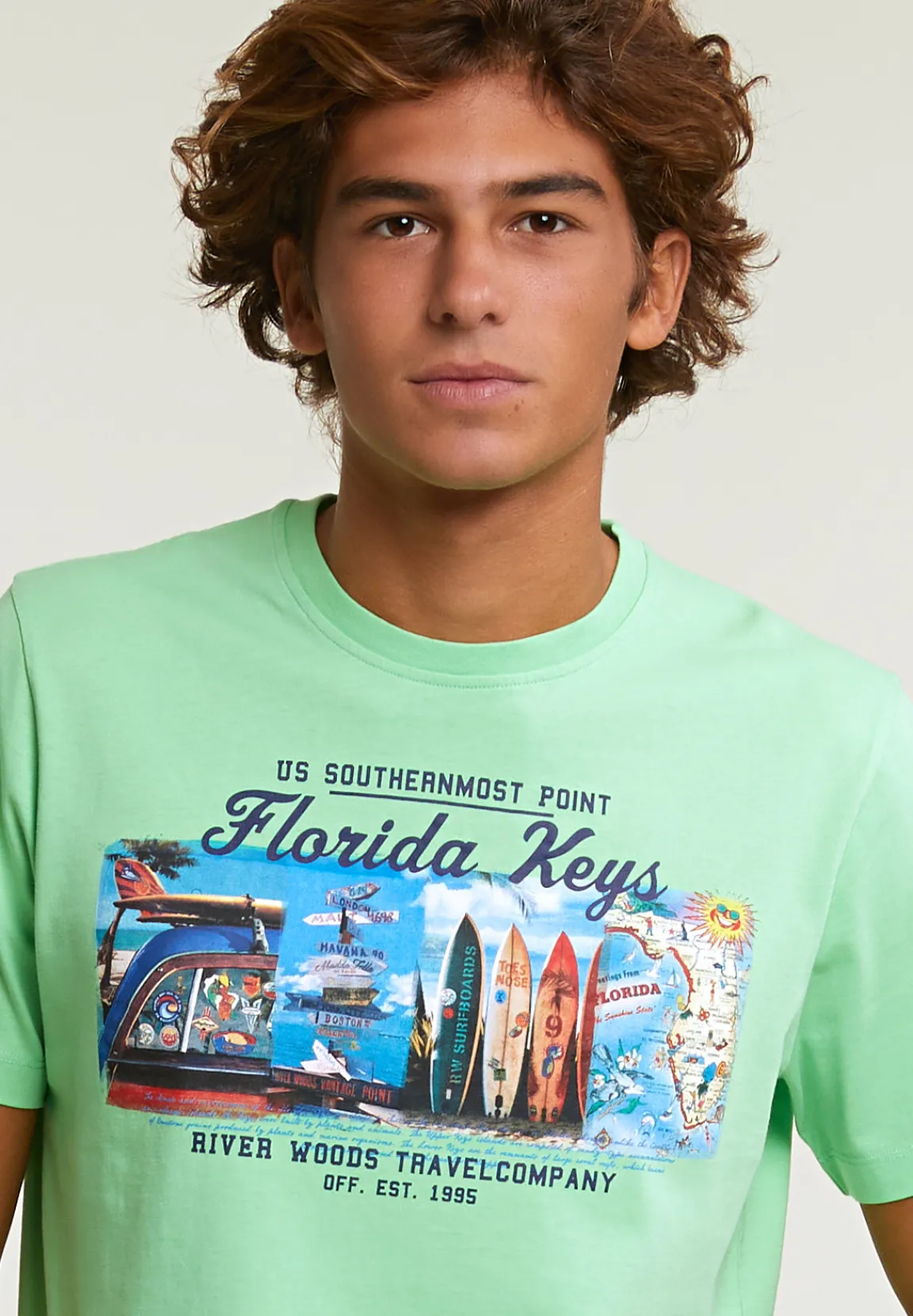 Hot River Woods Normal fit basic T-shirt korte mouwen mojito -