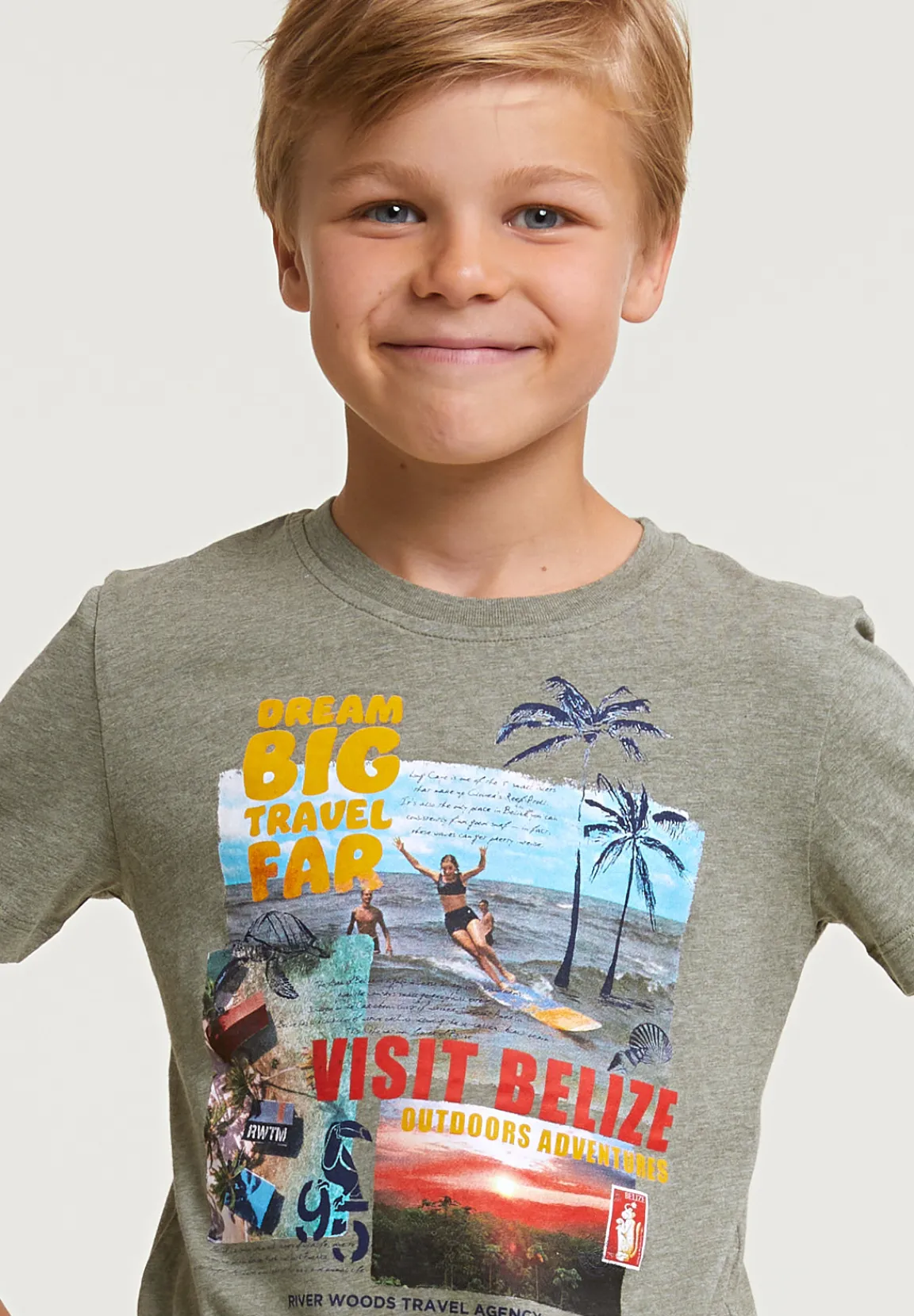 Online River Woods Normal fit basic T-shirt korte mouwen safari mix -