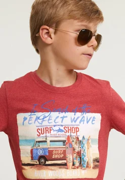 Hot River Woods Normal fit basic T-shirt korte mouwen scarlet mix -