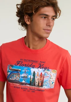 Best River Woods Normal fit basic T-shirt korte mouwen cornell red -