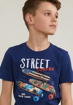 Discount River Woods Normal fit basic T-shirt korte mouwen saphire mix -
