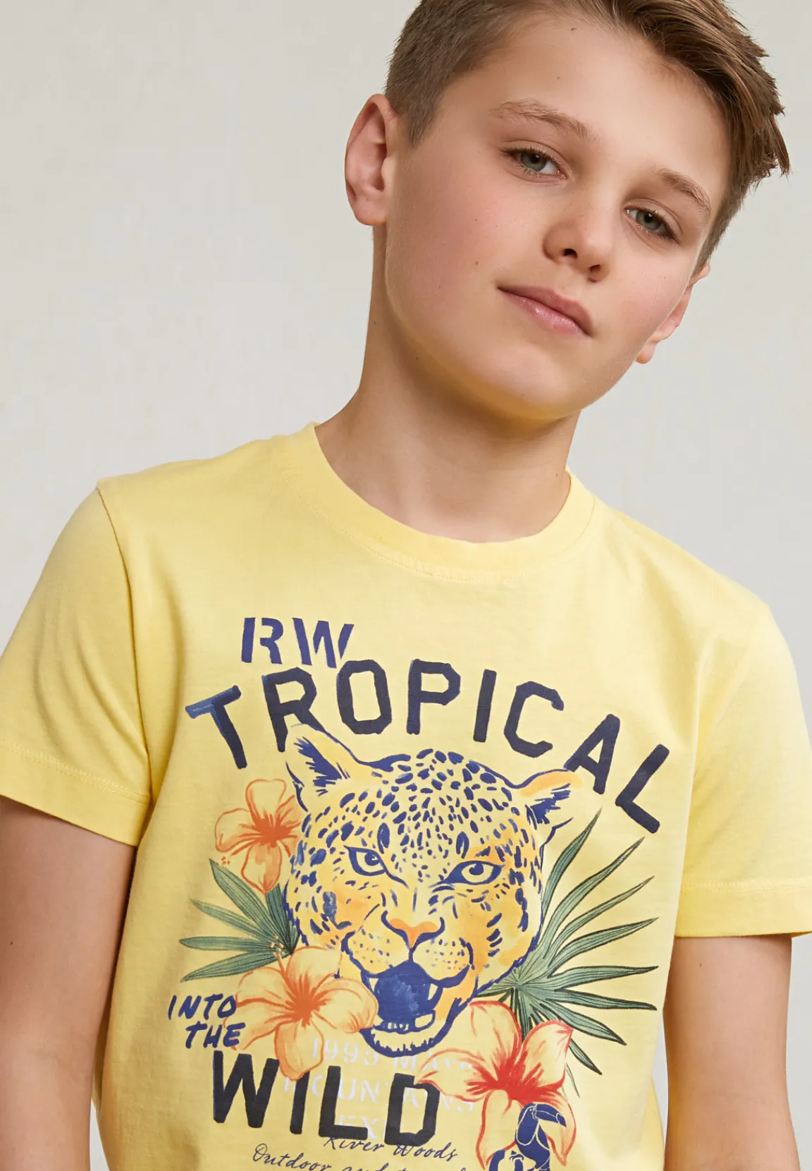 Fashion River Woods Normal fit basic T-shirt korte mouwen sun flower -