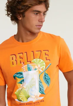 Hot River Woods Normal fit basic T-shirt korte mouwen electric orange -