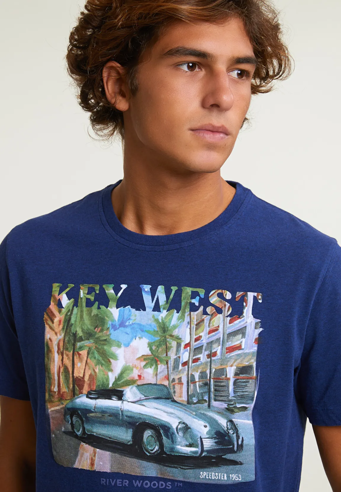 Best River Woods Normal fit basic T-shirt korte mouwen saphire mix -