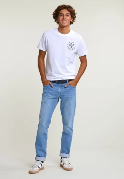 Hot River Woods Normal fit basic T-shirt korte mouwen wit -