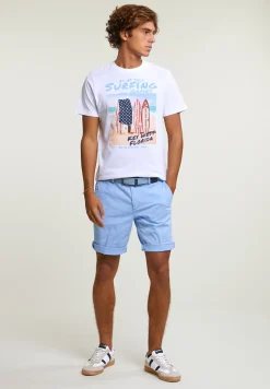 Discount River Woods Normal fit basic T-shirt korte mouwen wit -