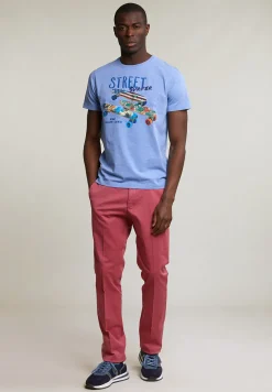 Outlet River Woods Normal fit basic T-shirt korte mouwen lt hamptons blue mix -