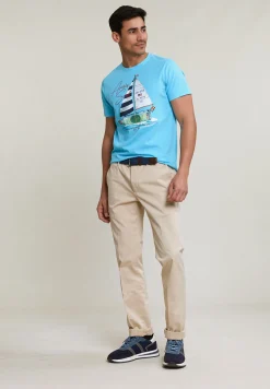 Outlet River Woods Normal fit basic T-shirt korte mouwen acqua -