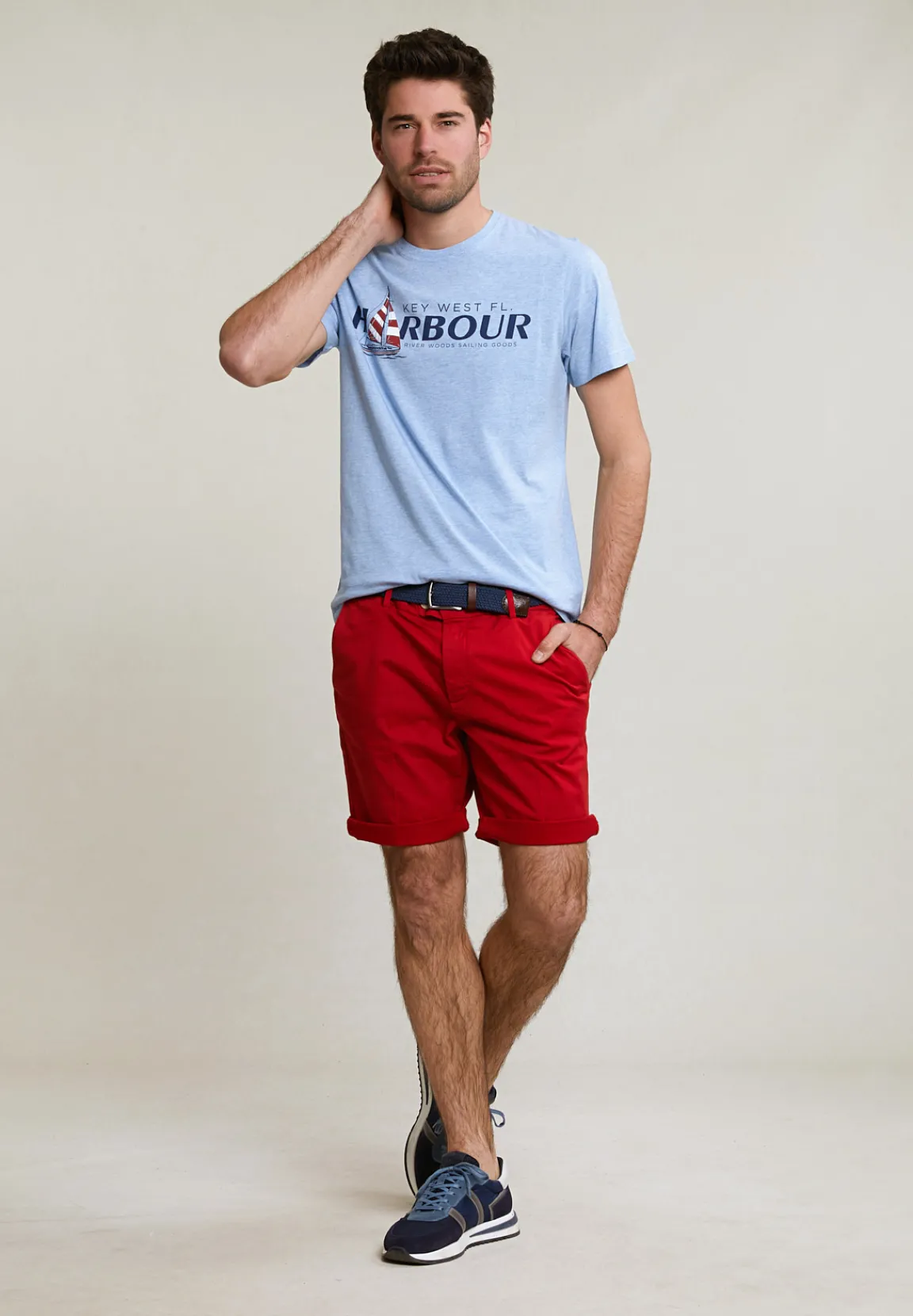 Fashion River Woods Normal fit basic T-shirt korte mouwen sky mix -