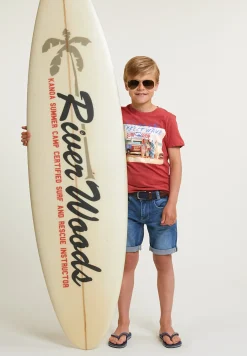 Hot River Woods Normal fit basic T-shirt korte mouwen scarlet mix -