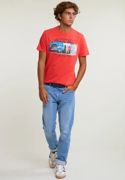 Best River Woods Normal fit basic T-shirt korte mouwen cornell red -