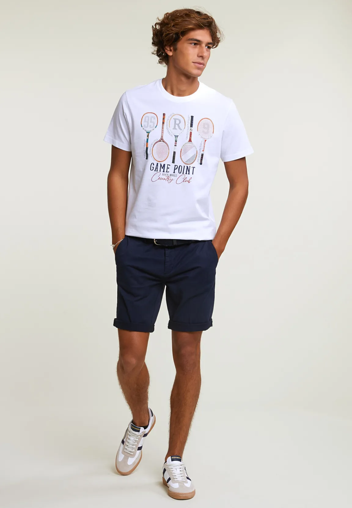 Fashion River Woods Normal fit basic T-shirt korte mouwen wit -