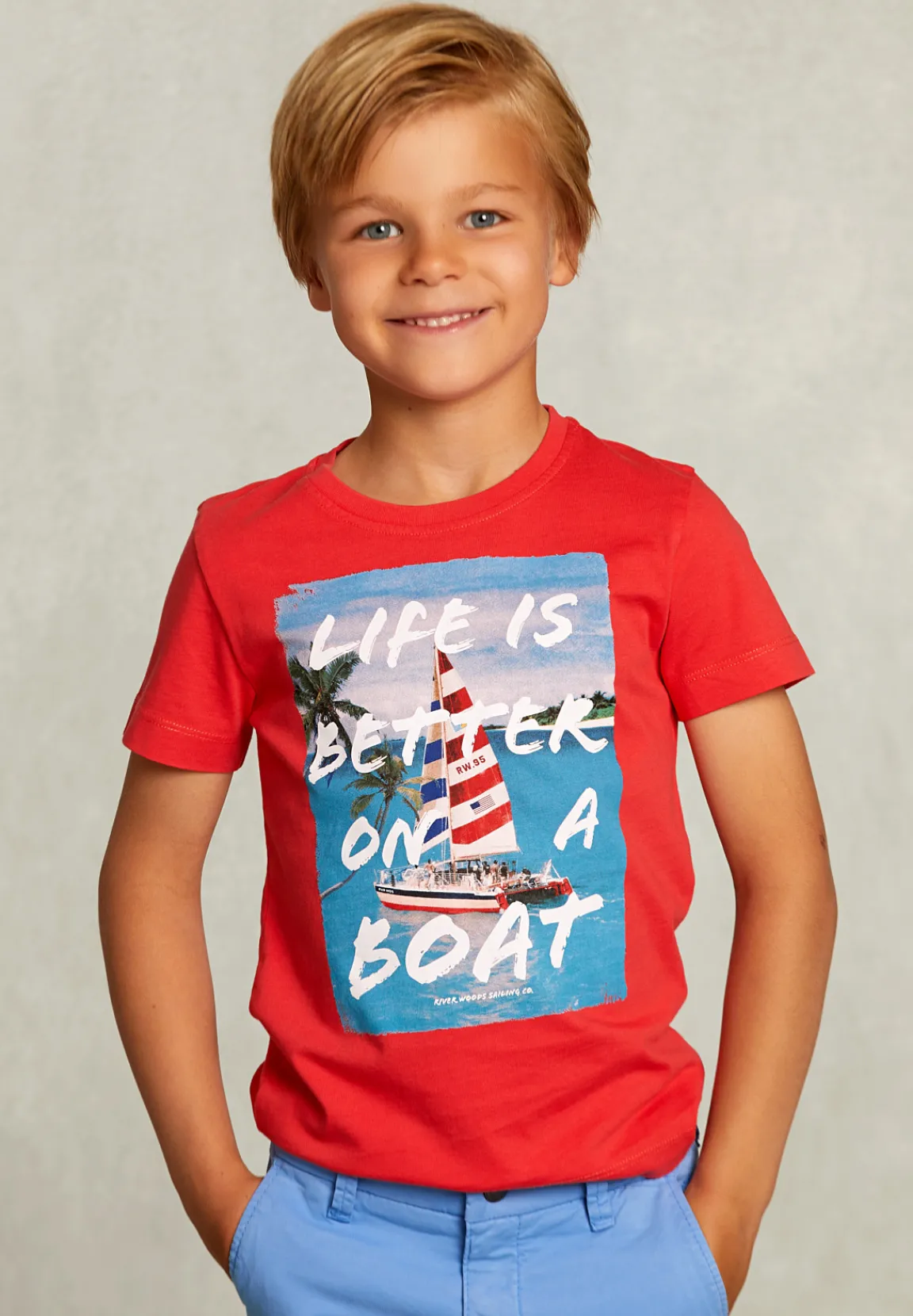 Fashion River Woods Normal fit basic T-shirt pomegranate -