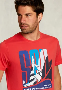 Online River Woods Normal fit basic T-shirt pomegranate -