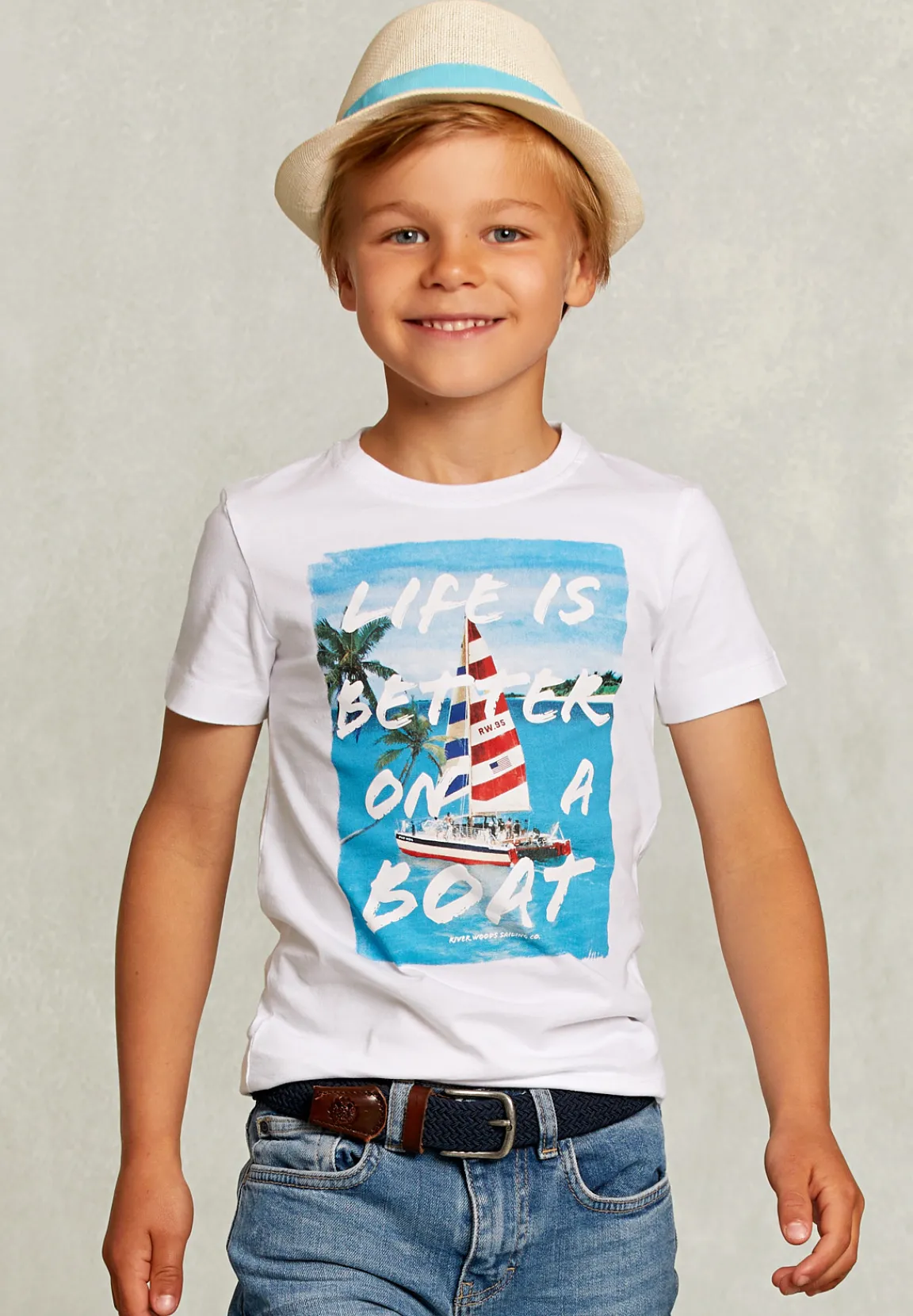 Sale River Woods Normal fit basic T-shirt wit -