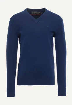 Clearance River Woods Normal fit basic V-hals trui night denim mix -