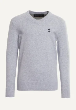 Discount River Woods Normal fit basic V-hals trui lt grey mix -
