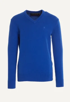 Hot River Woods Normal fit basic V-hals trui cobalt mix -