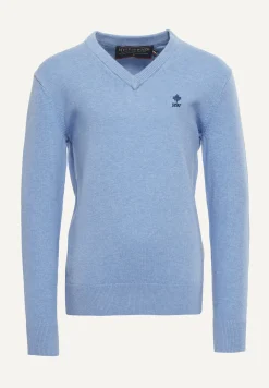 Outlet River Woods Normal fit basic V-hals trui chambray mix -