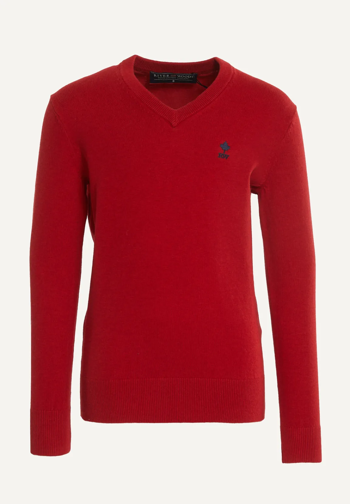 New River Woods Normal fit basic V-hals trui poppy red mix -