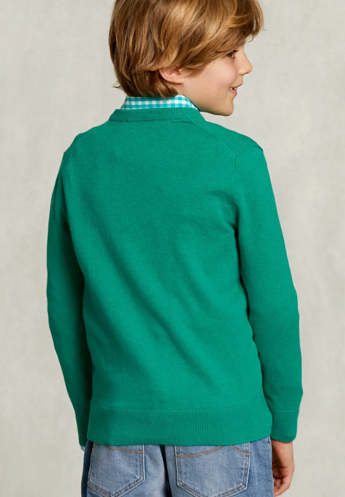 New River Woods Normal fit basic V-hals trui green twist mix -