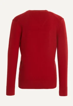 New River Woods Normal fit basic V-hals trui poppy red mix -
