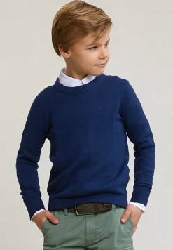 Online River Woods Normal fit katoen-bamboo basic trui ronde hals dark moon mix -
