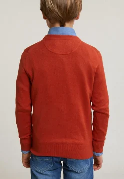 Clearance River Woods Normal fit katoen-bamboo basic trui ronde hals sunset mix -