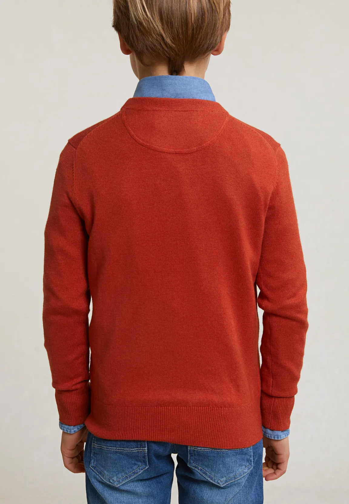 Clearance River Woods Normal fit katoen-bamboo basic trui ronde hals sunset mix -