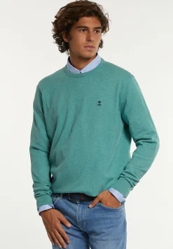 Outlet River Woods Normal fit katoenen basic trui ronde hals well mix -