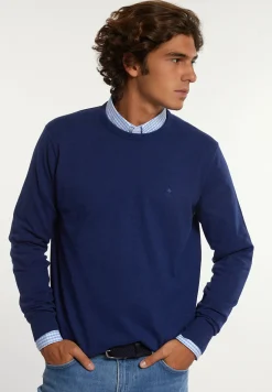 Best River Woods Normal fit katoenen basic trui ronde hals twilight mix -