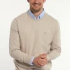 Best River Woods Normal fit katoenen basic trui ronde hals sand mix -