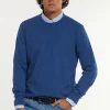 Fashion River Woods Normal fit katoenen basic trui ronde hals denim mix -