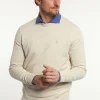 Outlet River Woods Normal fit katoenen basic trui ronde hals linen mix -