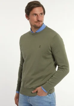Best River Woods Normal fit katoenen basic trui ronde hals army green -