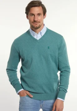 Discount River Woods Normal fit katoenen basic V-hals trui opal mix -