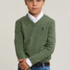 Discount River Woods Normal fit katoenen basic V-hals trui safari mix -