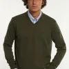 Fashion River Woods Normal fit katoenen basic V-hals trui jungle mix -