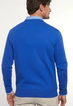 Sale River Woods Normal fit katoenen basic V-hals trui cobalt mix -